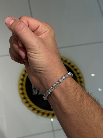 6MM Tennis Bracelet 14K White Gold Over Silver (VVS1 Moissanite Stones)