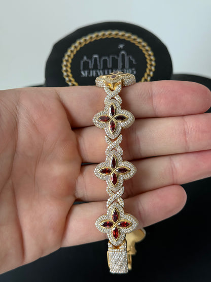 Diamond Clover Yellow/ Ruby Red (VVS1 Moissanite)