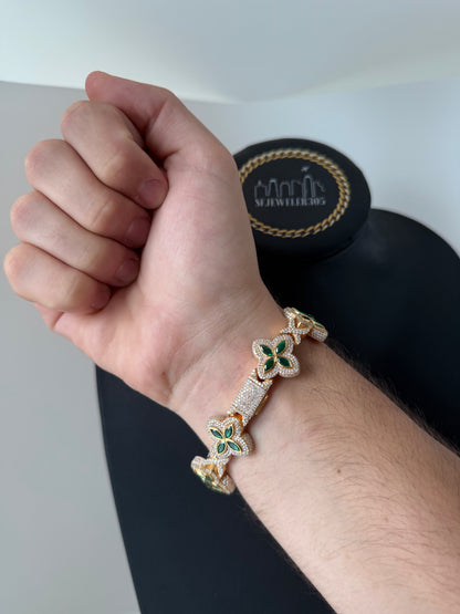 Diamond Clover Yellow/ Emerald Green (VVS1 Moissanite)