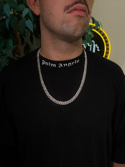 10MM Cuban Link Chain + VVS1 Moissanite Stones -Prong Setting-