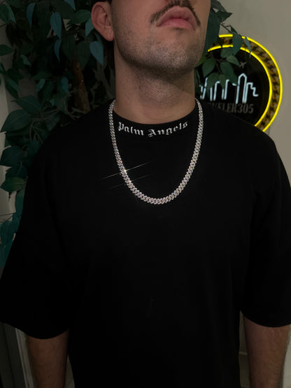 10MM Cuban Link Chain + VVS1 Moissanite Stones -Prong Setting-