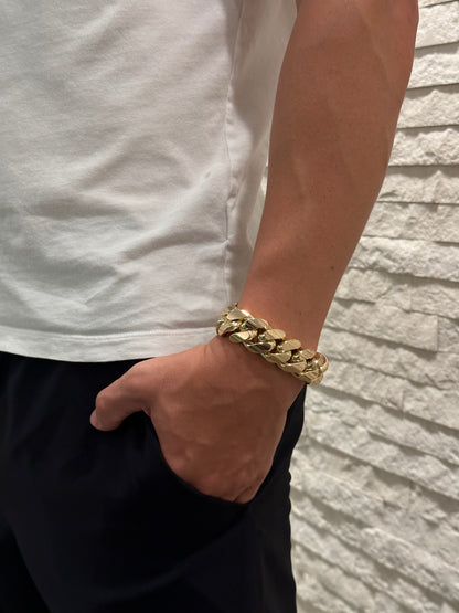 22MM Miami Cuban Link Bracelet – Premium 14k Gold Over .999 Silver