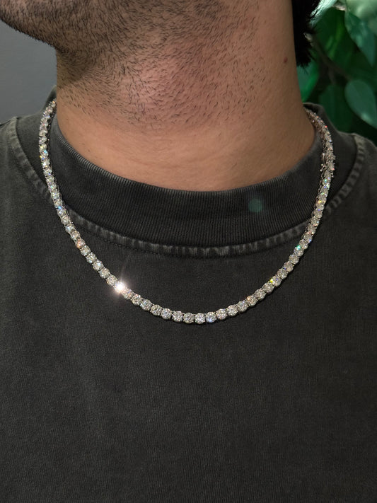 6MM 14K White Gold Over Silver Tennis Chain