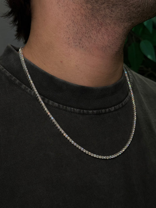 3MM 14K White Gold Over Silver Tennis Chain