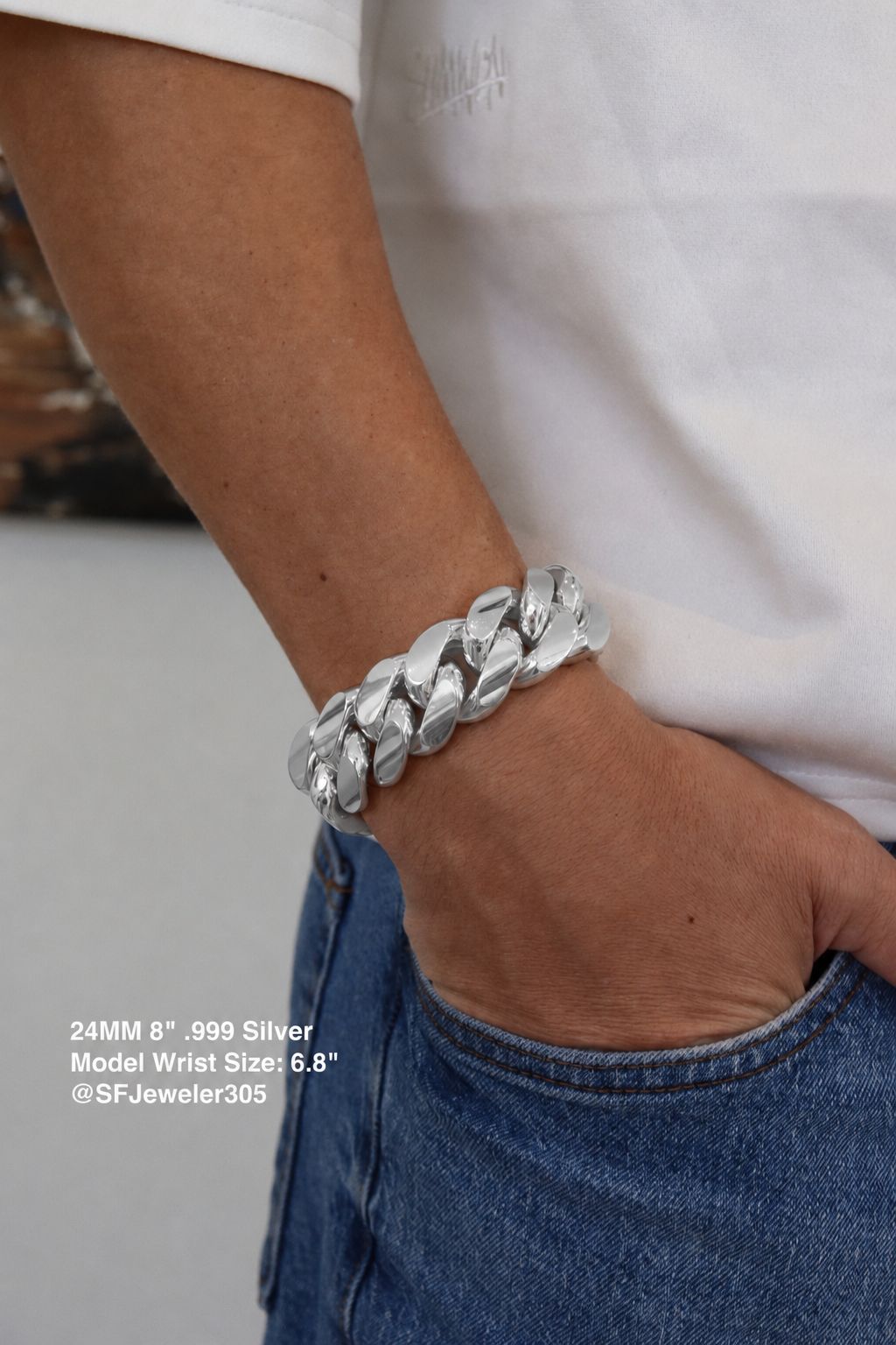 24MM Miami Cuban Link Bracelet – Premium .999 Silver