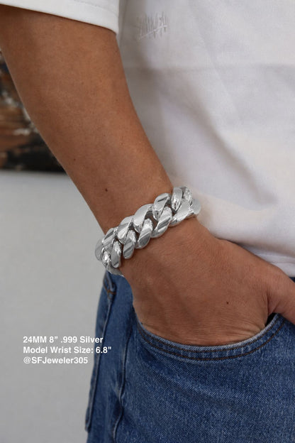 24MM Miami Cuban Link Bracelet – Premium .999 Silver