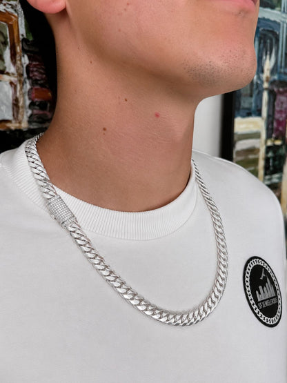 10MM Miami Cuban Link Chain – Premium .999 Silver + VVS1 Moissanite Stones Lock