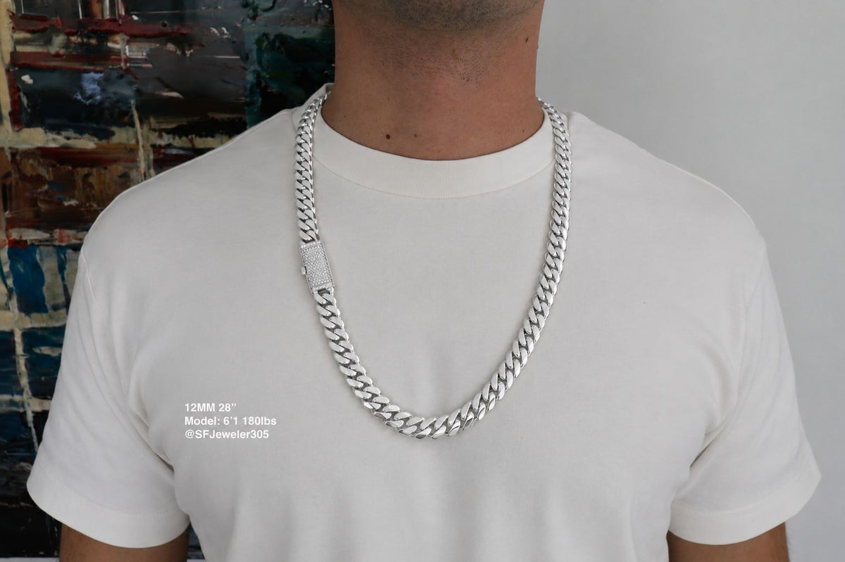 12MM Miami Cuban Link Chain – Premium .999 Silver + Sleek Lock