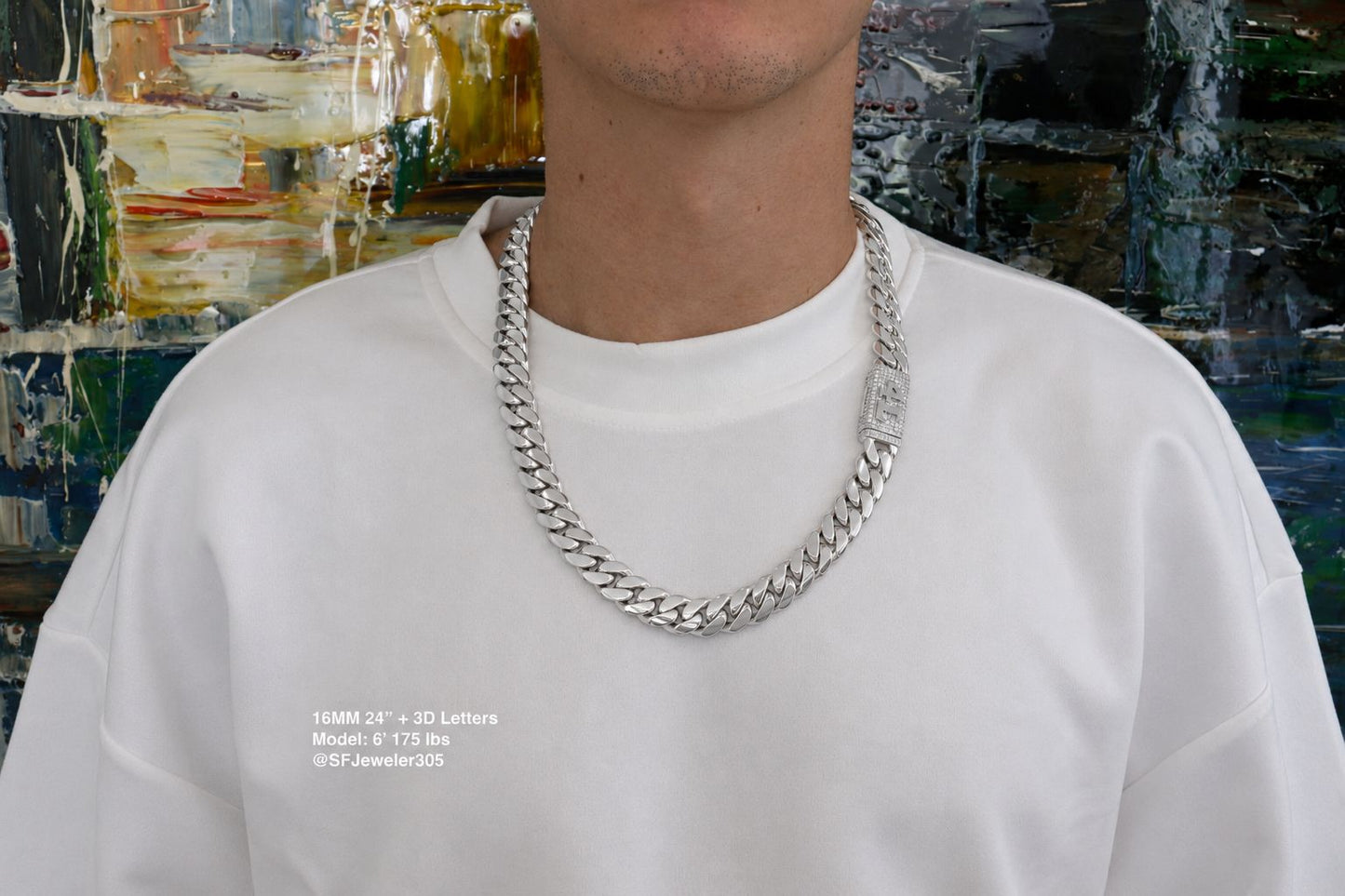 16MM Miami Cuban Link Chain – Premium .999 Silver + VVS1 Moissanite Stones Lock
