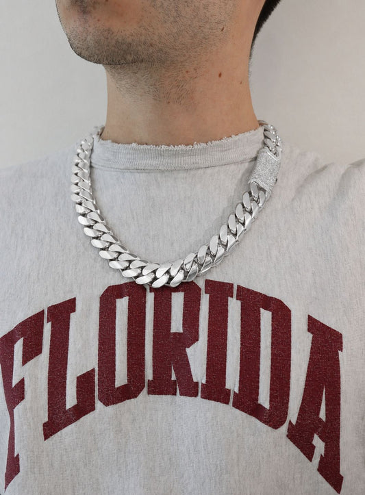 20MM Miami Cuban Link Chain – Premium .999 Silver + VVS1 Moissanite Lock