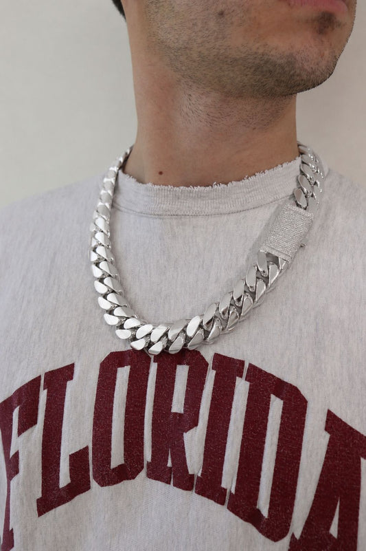 22MM Miami Cuban Link Chain – Premium .999 Silver + VVS1 Moissanite Stones Lock