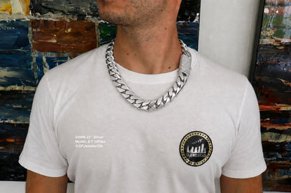 24MM Miami Cuban Link Chain – Premium .999 Silver + VVS1 Moissanite Stones Lock
