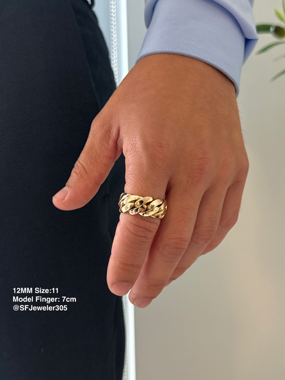 Handmade Cuban Link Ring - 14K Gold Over .999 Silver