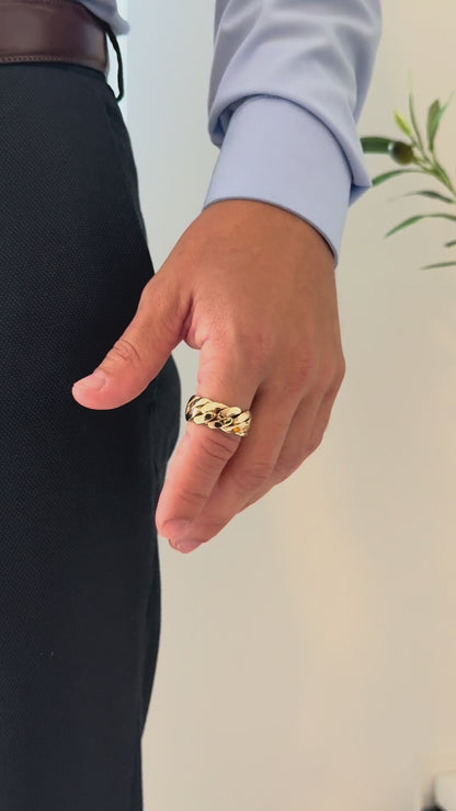 Handmade Cuban Link Ring - 14K Gold Over .999 Silver