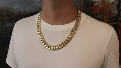 16MM Miami Cuban Link Chain – Premium 14k Gold Over .999 Silver