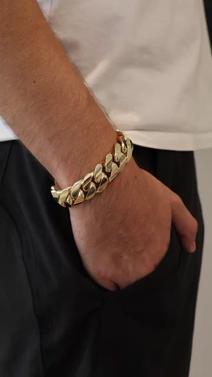 18MM Miami Cuban Link Bracelet – Premium 14k Gold Over .999 Silver