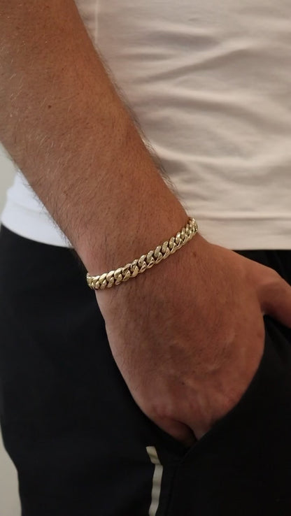 8MM Miami Cuban Link Bracelet – Premium 14k Gold Over .999 Silver