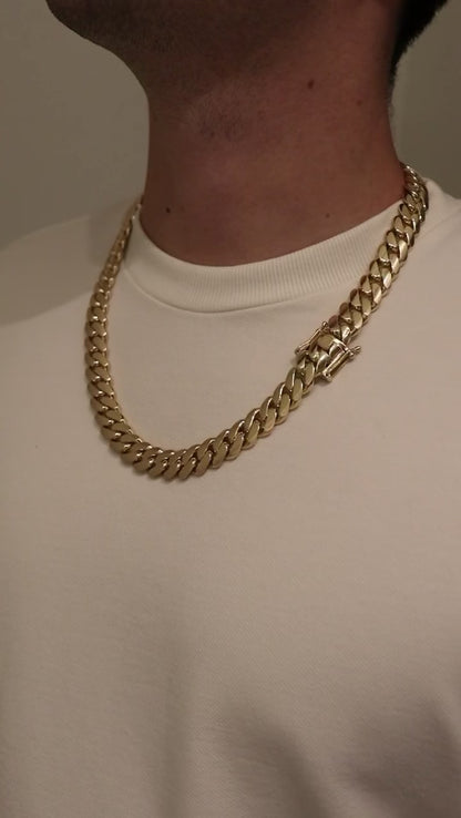 14MM Miami Cuban Link Chain – Premium 14k Gold Over .999 Silver