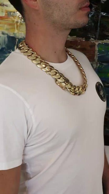 28MM Miami Cuban Link Chain – Premium 14k Gold Over .999 Silver